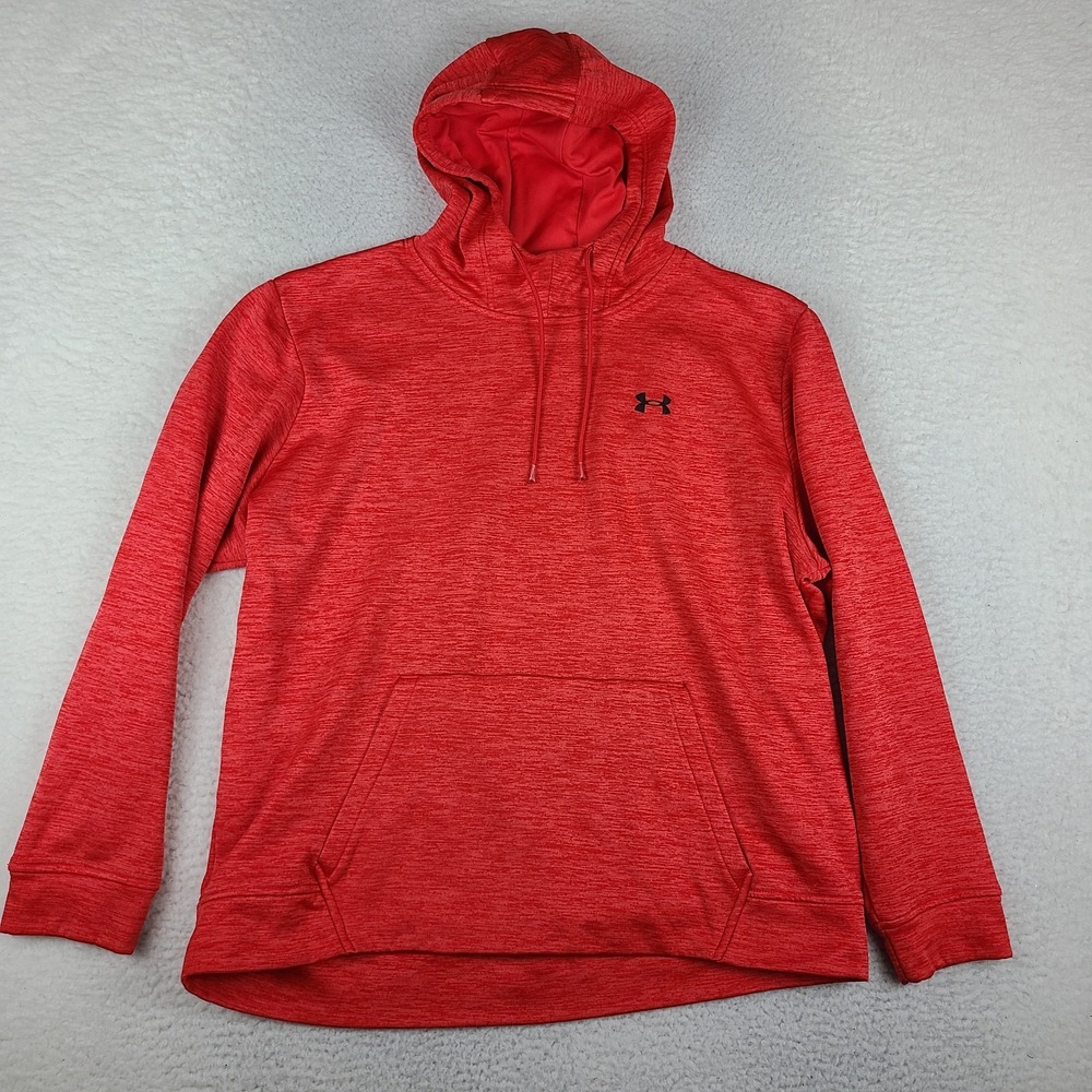 Under Armour Hoodie Mens 2XL XXL Dark Orange Heathered Loose Coldgear Fleece